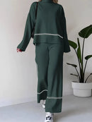 Conjunto Valentina em Tricô com Gola Alta e Calça