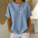 (Compre 1 Leve 2) Blusa Marina Com Listras Delicadas e Botões Frontais