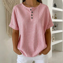 (Compre 1 Leve 2) Blusa Marina Com Listras Delicadas e Botões Frontais